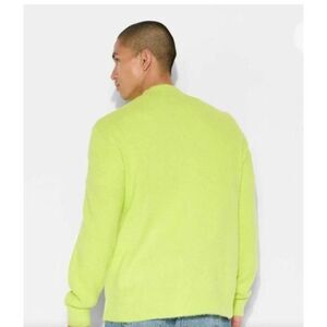 Original Use Mens Neon Green V-Neck Cardigan Sweater, Front Pockets, NWOT, M